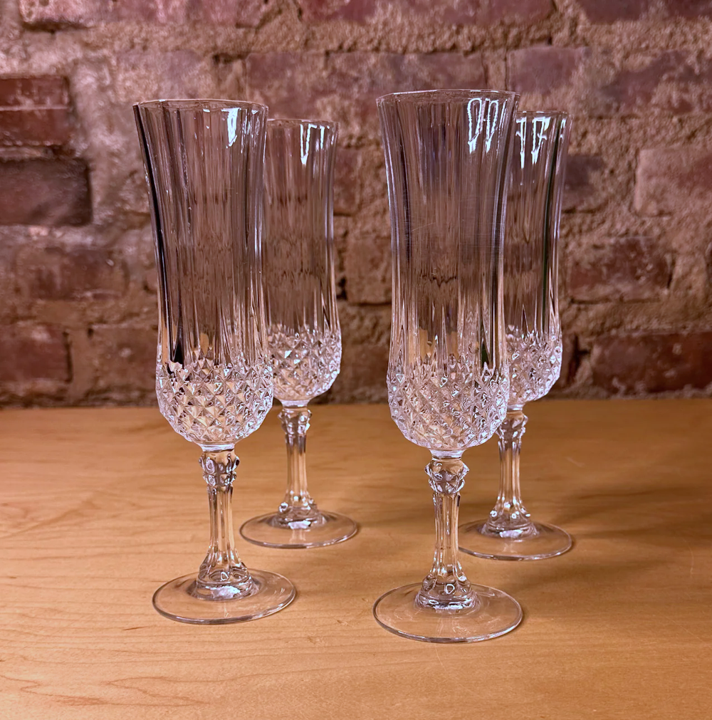 🥂 Vintage Fluted Lead Crystal Champagne Glasses