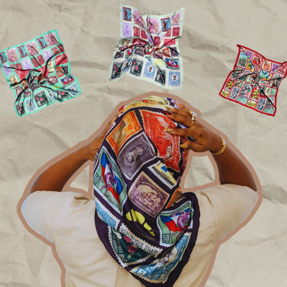 The Haitian Croissant: With Love - Silk Scarves