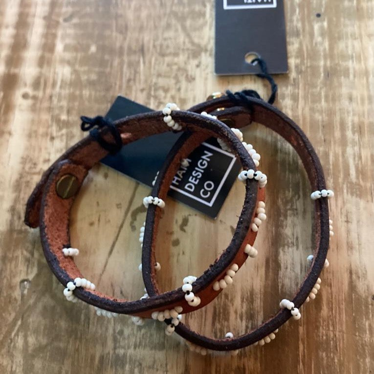 Haiti Design Co: Jumping Beaded Leather Bracelet