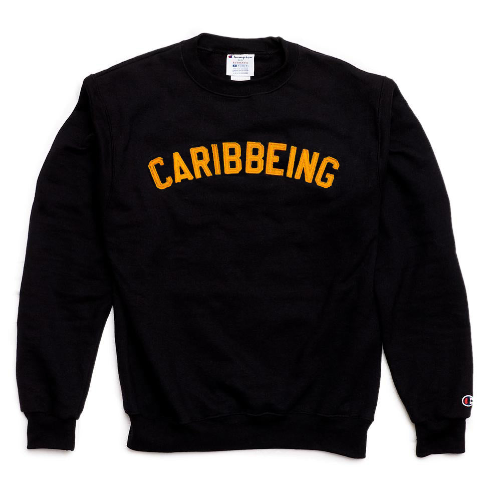 CARIBBEING Varsity Crewneck with Sewn Felt Lettering