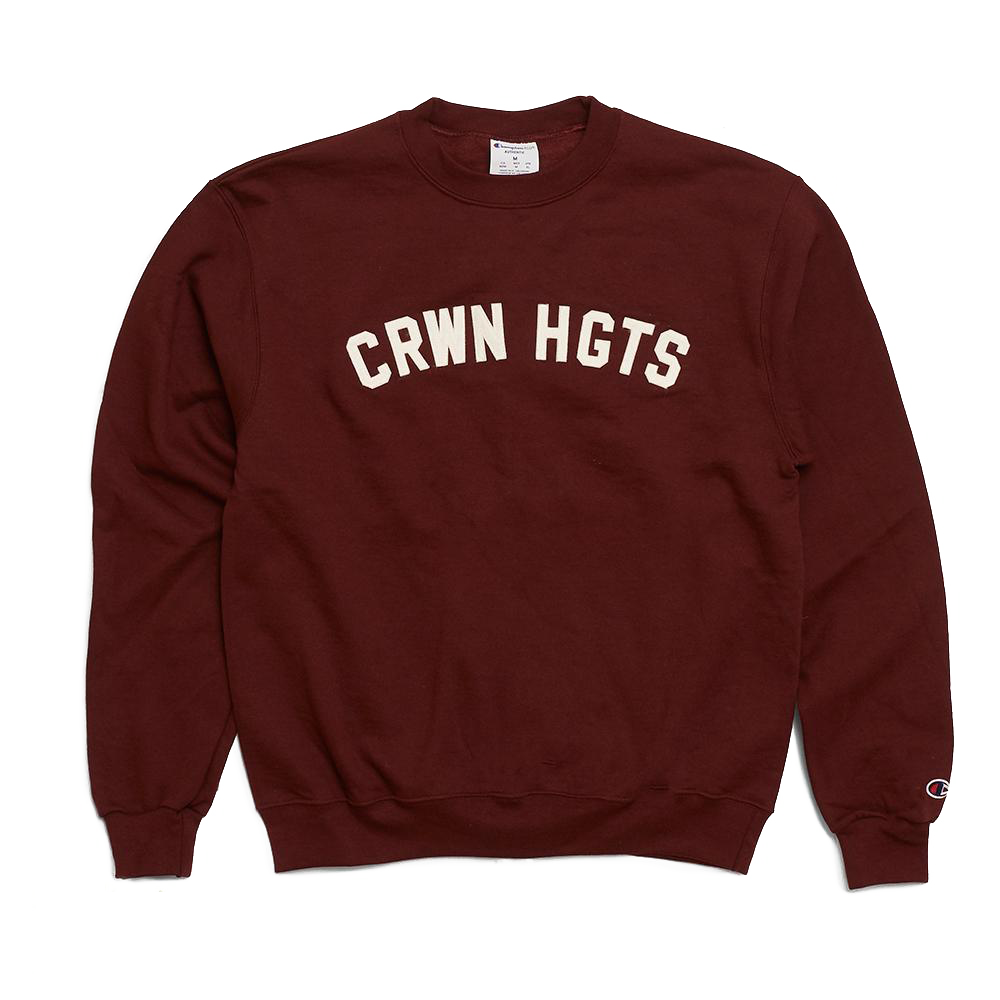 
                  
                    CRWN HGTS Varsity Crewneck with Sewn Felt Lettering
                  
                