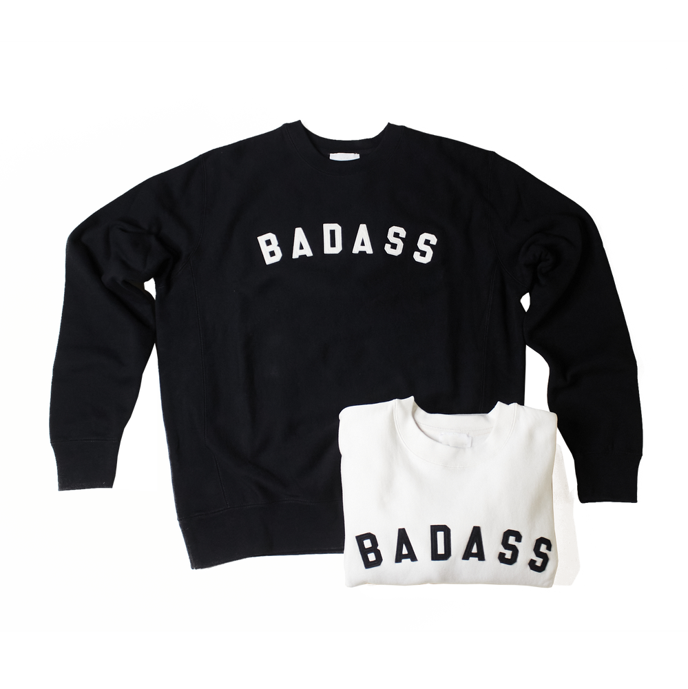 
                  
                    BADASS Varsity Crewneck with Sewn Felt Lettering
                  
                