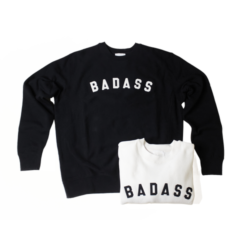 BADASS Varsity Crewneck with Sewn Felt Lettering
